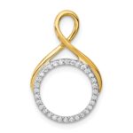 14k Two Tone 1/10 carat Lab Grown Diamond VS/SI+ G+ Complete Fashion Circle Dangle Chain Slide Pendant
