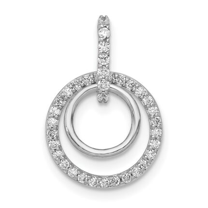 14k White Gold 1/4 carat Diamond Double Circle Dangle Pendant