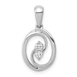 14k White Gold Polished 1/8 carat Diamond Oval Pendant
