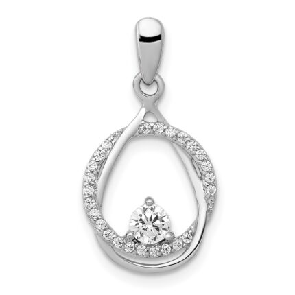 14k White Gold 1/3 carat Lab Grown Diamond VS/SI+ G+ Complete Fashion Circle and Teardrop Pendant