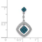 14k White Gold 1/4 carat White and Blue Diamond Square Dangle Chain Slide - Image 4