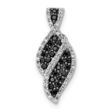 14k White Gold 1/3 carat White and Black Diamond Fancy Curve Chain Slide