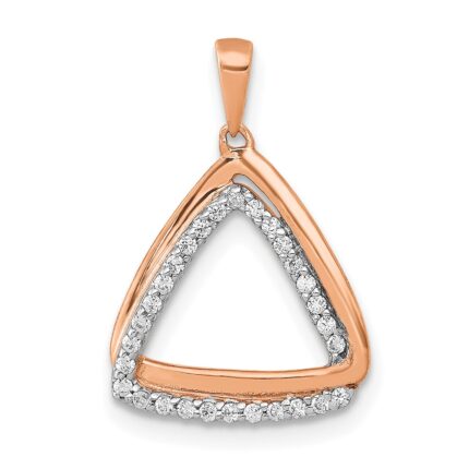14k Rose Gold 1/6 carat Diamond Double Triangle Pendant