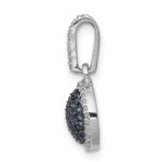 14k White Gold 1/3 carat White and Blue Diamond Round Halo Cluster Pendant - Image 2