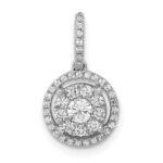 14k White Gold 1/3 carat Diamond Round Halo Cluster Pendant