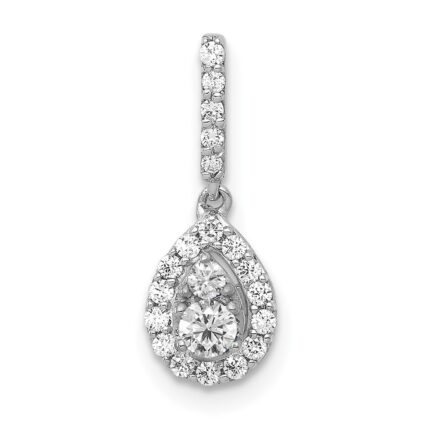 14k White Gold 1/4 carat Lab Grown Diamond VS/SI+ G+ Complete Teardrop Dangle Pendant