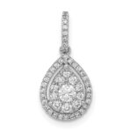 14k White Gold 1/3 carat Diamond Halo Teardrop Pendant