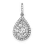 14k White Gold 1/2 carat Diamond Halo Teardrop Pendant