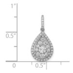 14k White Gold 1/2 carat Diamond Halo Teardrop Pendant - Image 4
