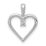 14k White Gold .03 carat AA Diamond Heart Pendant