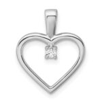 14k White Gold 1/20 carat AA Diamond Heart Pendant