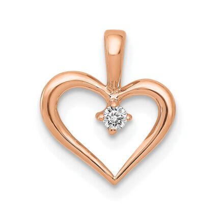 10K Rose Gold AA .02ct. Diamond Heart Pendant