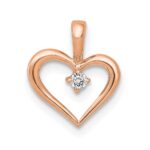 14k Rose Gold .02 carat AA Diamond Heart Pendant