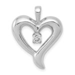 14k White Gold 1/10 carat AA Diamond Heart Pendant