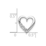 14k White Gold 1/10 carat Diamond Heart Chain Slide - Image 4