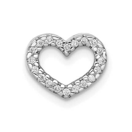 14k White Gold 1/15 carat Diamond Heart Chain Slide