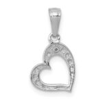 10K White Gold .01ct. Diamond Heart Pendant - Image 3