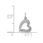 14k White Gold 1/20 carat Diamond Curved Heart Charm - Image 4