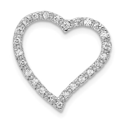 14k White Gold 1/5 carat Diamond Curved Heart Chain Slide