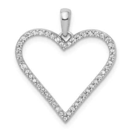 14k White Gold 1/6 carat Diamond Heart Pendant