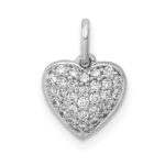 14k White Gold 1/5 carat Pave Diamond Heart Pendant