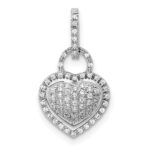 14k White Gold 1/5 carat Pave Diamond Fancy Heart Pendant