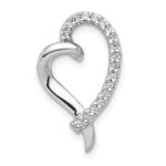 14k White Gold 1/10 carat Diamond Curved Heart Chain Slide