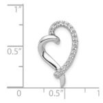14k White Gold 1/10 carat Diamond Curved Heart Chain Slide - Image 3