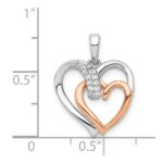 14k White and Rose Gold 1/20 carat Diamond Double Heart Pendant - Image 4