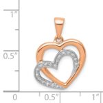 14k Rose Gold and White Rhodium Diamond Entwined Hearts Pendant - Image 4