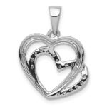 14k White Gold Diamond Entwined Hearts Pendant - Image 3