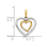 10Kt White w/ Yellow Gold Heart Charm Diamond Heart Pendant - Image 4
