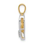 14kt Two-tone Dangling Heart in Diamond Heart Pendant - Image 2