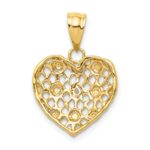 14k and White Rhodium 1/2 point Diamond Filigree Heart Pendant - Image 3