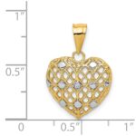 14k and White Rhodium 1/2 point Diamond Filigree Heart Pendant - Image 4