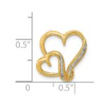 14k .03 carat Diamond Double Heart Chain Slide - Image 4