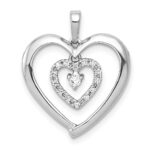 14k White Gold 1/10 carat Diamond Heart Dangle Pendant