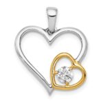 14k Two-Tone 1/5 carat Diamond Double Heart Pendant