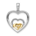 14k Two-Tone 1/15 carat Diamond Triple Heart Pendant - Image 4