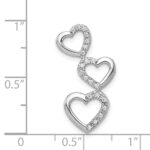 14k White Gold 1/10 carat Diamond Triple Heart Chain Slide - Image 3