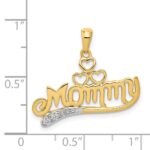 14k .02 carat Diamond MOMMY Double Heart pendant - Image 4