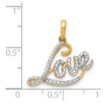 14k and White Rhodium Diamond LOVE Script Pendant - Image 4