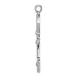 14k White Gold Polished 1/8 carat Diamond Circle Key Pendant - Image 2