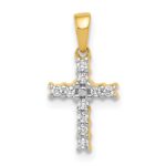 10K and Rhodium 1/10ct. Diamond Latin Cross Pendant