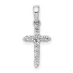 10K White Gold Polished Diamond Cross Pendant