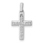14k White Gold 1/6 carat Diamond Latin Cross Pendant