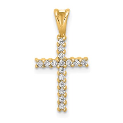 14k 1/6 carat Lab Grown Diamond VS/SI+ G+ Complete Cross Pendant