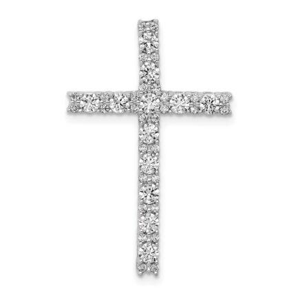 14k White Gold 3/4 carat Diamond Latin Cross Chain Slide