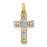 10K and Rhodium 1/20ct. Diamond Cross Pendant