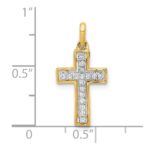 10K and Rhodium 1/8ct. Diamond Cross Pendant - Image 4